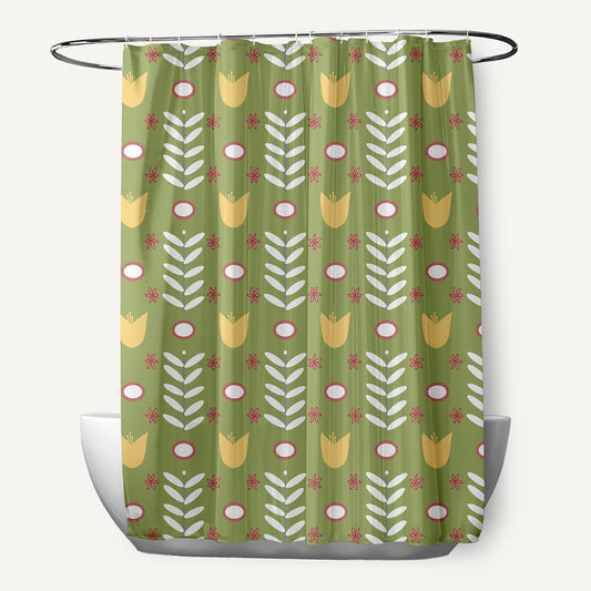 Simply Daisy 70" W x 73" L Spring Garden Polyester Shower Curtain, Apple Green [1 Ct]