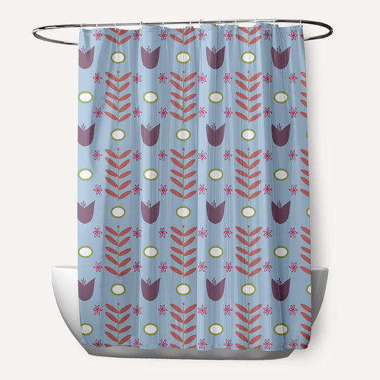 Simply Daisy 70" W x 73" L Spring Garden Polyester Shower Curtain, Lighter than Air Blue [1 Ct]