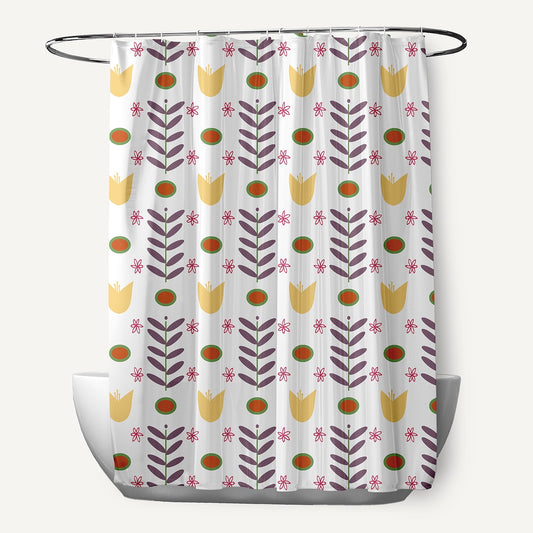 Simply Daisy 70" W x 73" L Spring Garden Polyester Shower Curtain, White [1 Ct]