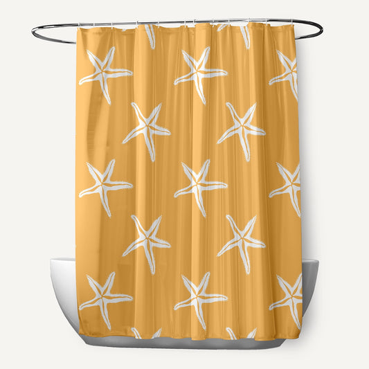 Simply Daisy 70" W x 73" L Starfish Polyester Shower Curtain, Egg Yolk Yellow [1 Ct]