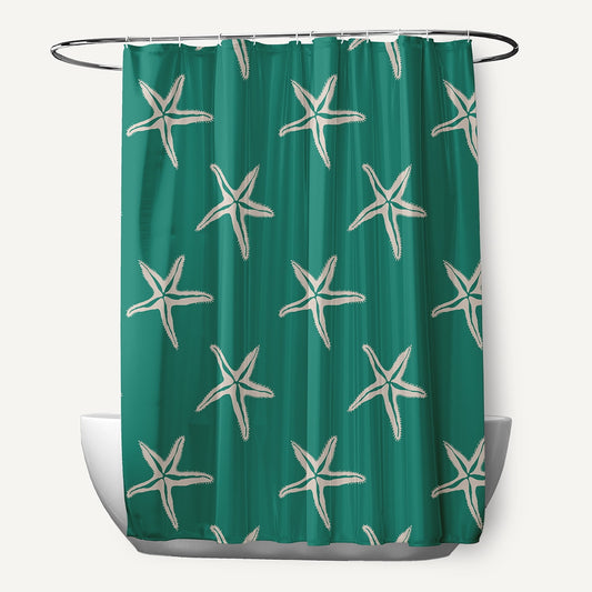 Simply Daisy 70" W x 73" L Starfish Polyester Shower Curtain, Kelly Green [1 Ct]