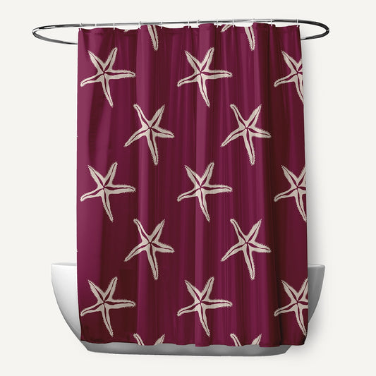 Simply Daisy 70" W x 73" L Starfish Polyester Shower Curtain, Maroon Red [1 Ct]