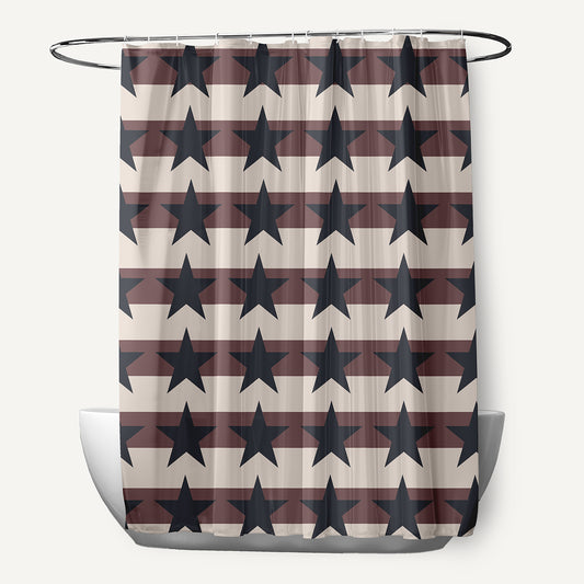 Simply Daisy 70" W x 73" L Stars and Stripes Polyester Shower Curtain, Blue-Red [1 Ct]