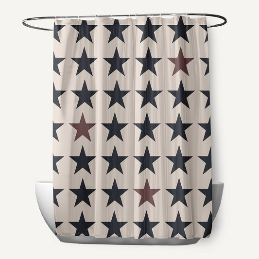 Simply Daisy 70" W x 73" L Stars with Blue and Red Polyester Shower Curtain, Blue-Red [1 Ct]