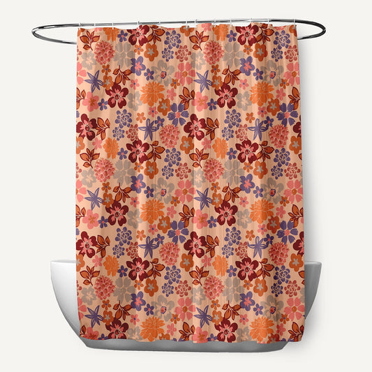 Simply Daisy 70" W x 73" L Succulent Garden Polyester Shower Curtain, Peach [1 Ct]