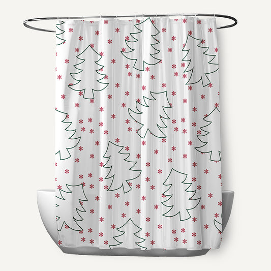 Simply Daisy 70" W x 73" L Tree Outlines Polyester Shower Curtain, Christmas Pink [1 Ct]
