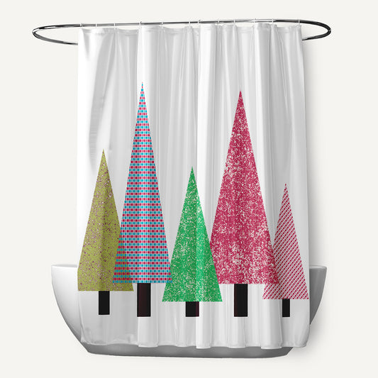 Simply Daisy 70" W x 73" L Triangle Trees Polyester Shower Curtain, Bright Green [1 Ct]