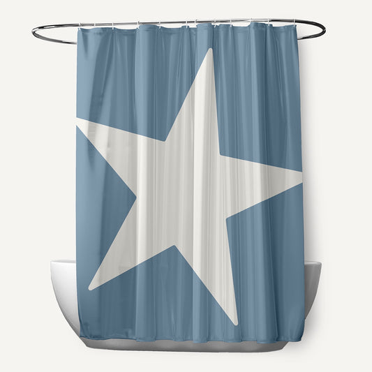 Simply Daisy Big Star Dusty Smoke and White 70" w x 73" h Polyester Shower Curtain, Dusty Smoke