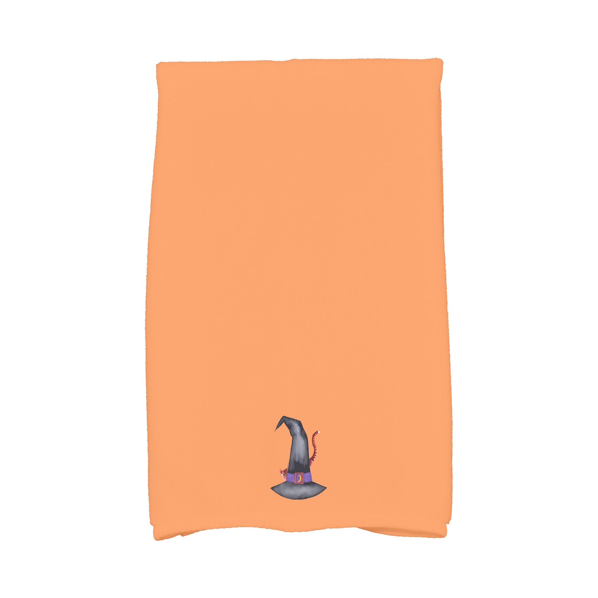 Simply Daisy Cat Behind the Hat 16x25 Inch Orange Halloween Print Kitchen Towel