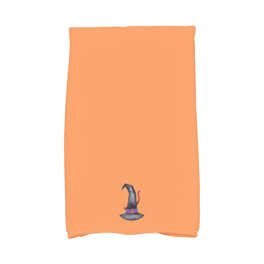 Simply Daisy Cat Behind the Hat 16x25 Inch Orange Halloween Print Kitchen Towel