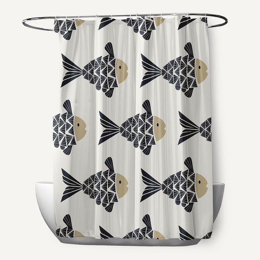 Simply Daisy Fish Tales Taupe 70" w x 73" h Polyester Shower Curtain, Taupe