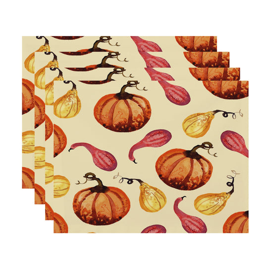 Simply Daisy Gourds Galore 18 x 14 Inch Light yellow Fall Print Placemat (Set of 4)