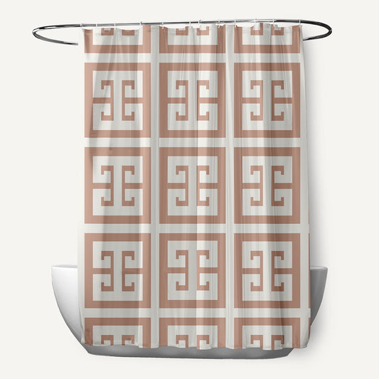 Simply Daisy Greek Key Patterned Mauve 70" w x 73" h Shower Curtain