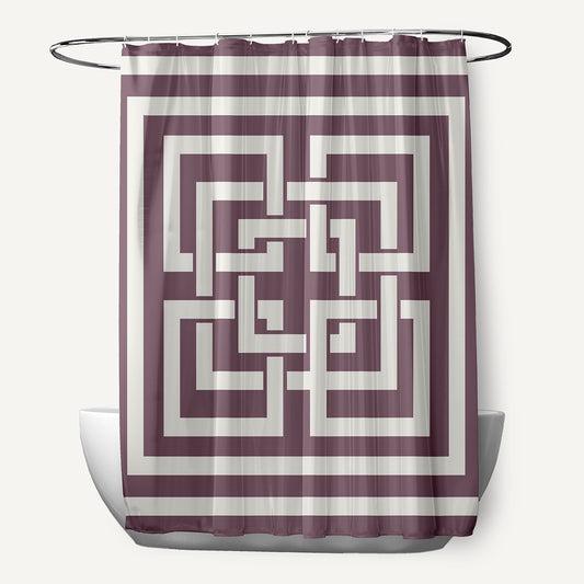 Simply Daisy Greek New Key Dusty Purple 70" w x 73" h Shower Curtain
