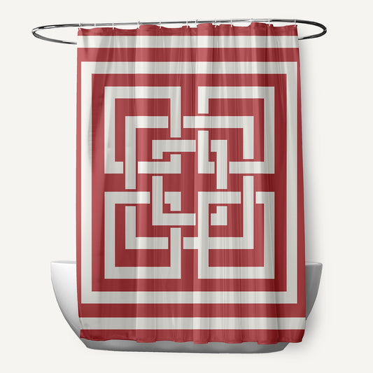 Simply Daisy Greek New Key LiGonberry Red 70" w x 73" h Shower Curtain
