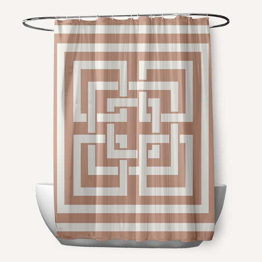 Simply Daisy Greek New Key Mauve 70" W x 73" H Polyester Shower Curtain, Geometric