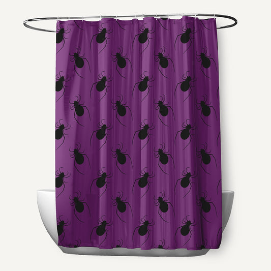 Simply Daisy Halloween Amethyst Spider Pattern Polyester Shower Curtain, 70 in. W x 73 in. H