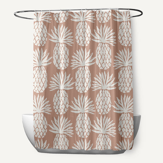 Simply Daisy Pineapple Pattern Mauve 70" w x 73" h Shower Curtain