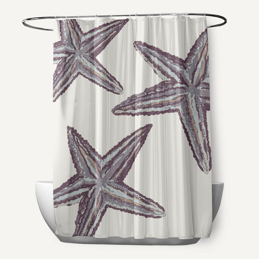 Simply Daisy Starfish Constellation Dusty Purple 70" w x 73" h Shower Curtain