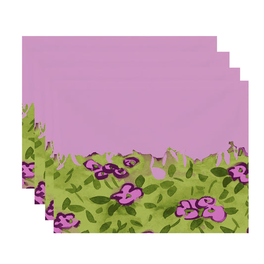 Simply Daisy's Forget Me Not Bunch 18x14 inch Purple Floral Print Placemat (Set of Four)