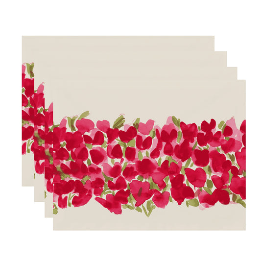 Simply Daisy's Tulip Blossom Arrangement 18x14 inch Pink Floral Print Placemat (Set of Four)