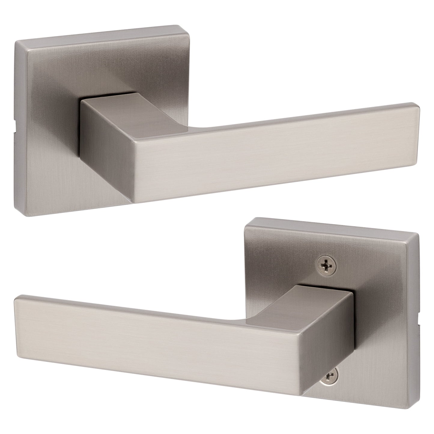 Kwikset Singapore Square Passage Lever Doorknob Satin Nickel