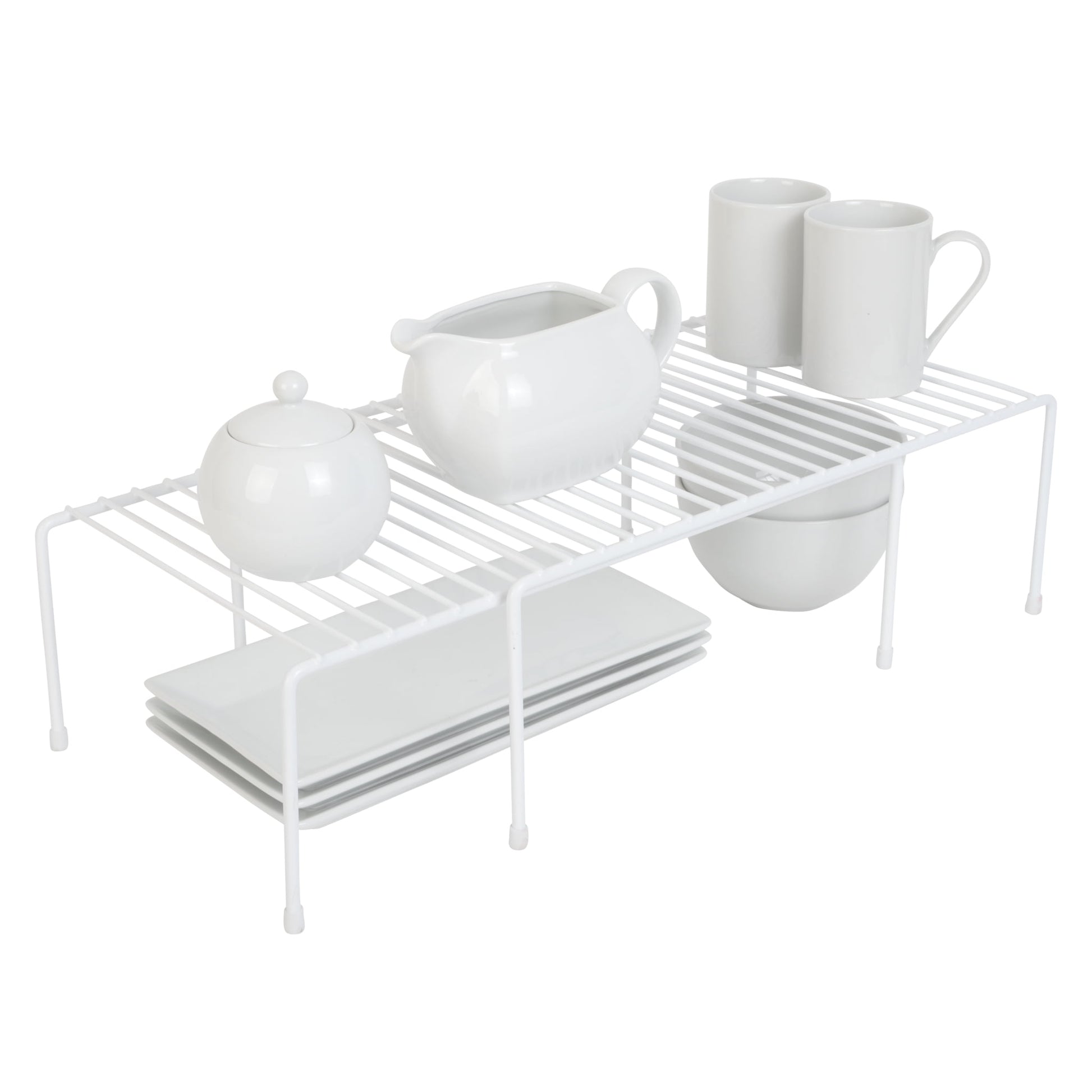 Smart Design Expandable Kitchen Storage Shelf Rack, Steel, Rust-Resistant, White (16â€“32.5 in)