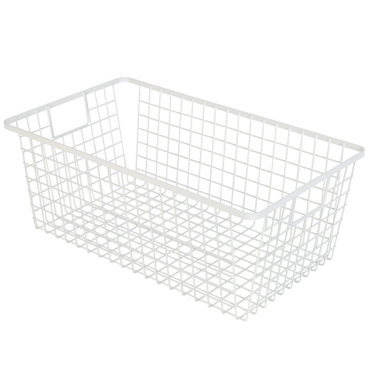 Smart Design Nestable Basket Organizer with Handles - 9 x 16 x 6 inches - White - Set of 4
