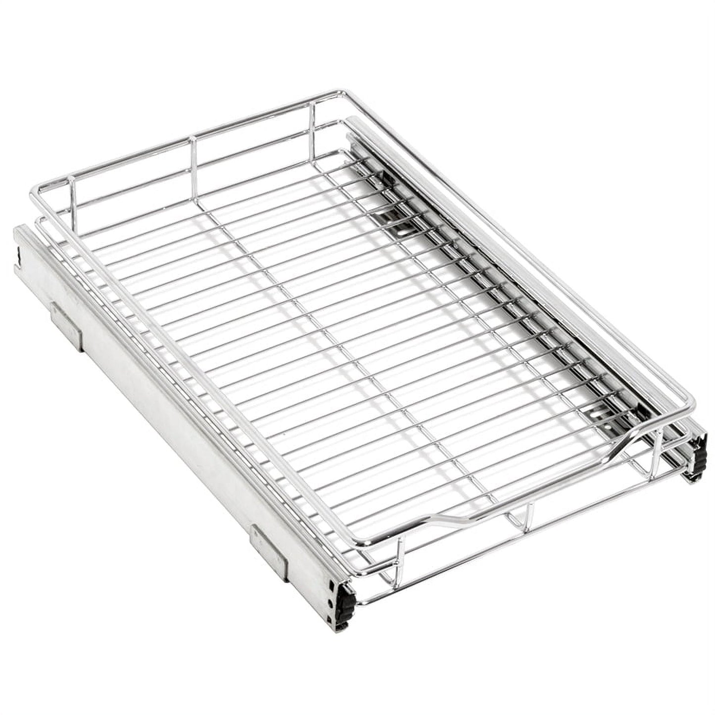 Smart Design Pull Out Cabinet Shelf Organizer - Small - Holds 100 lbs. - 12 in. x 18-35 - Chrome