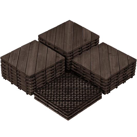 Alden design 12" x 12" Interlocking Wood Flooring Tiles for Indoor & Outdoor, 27pcs, Black