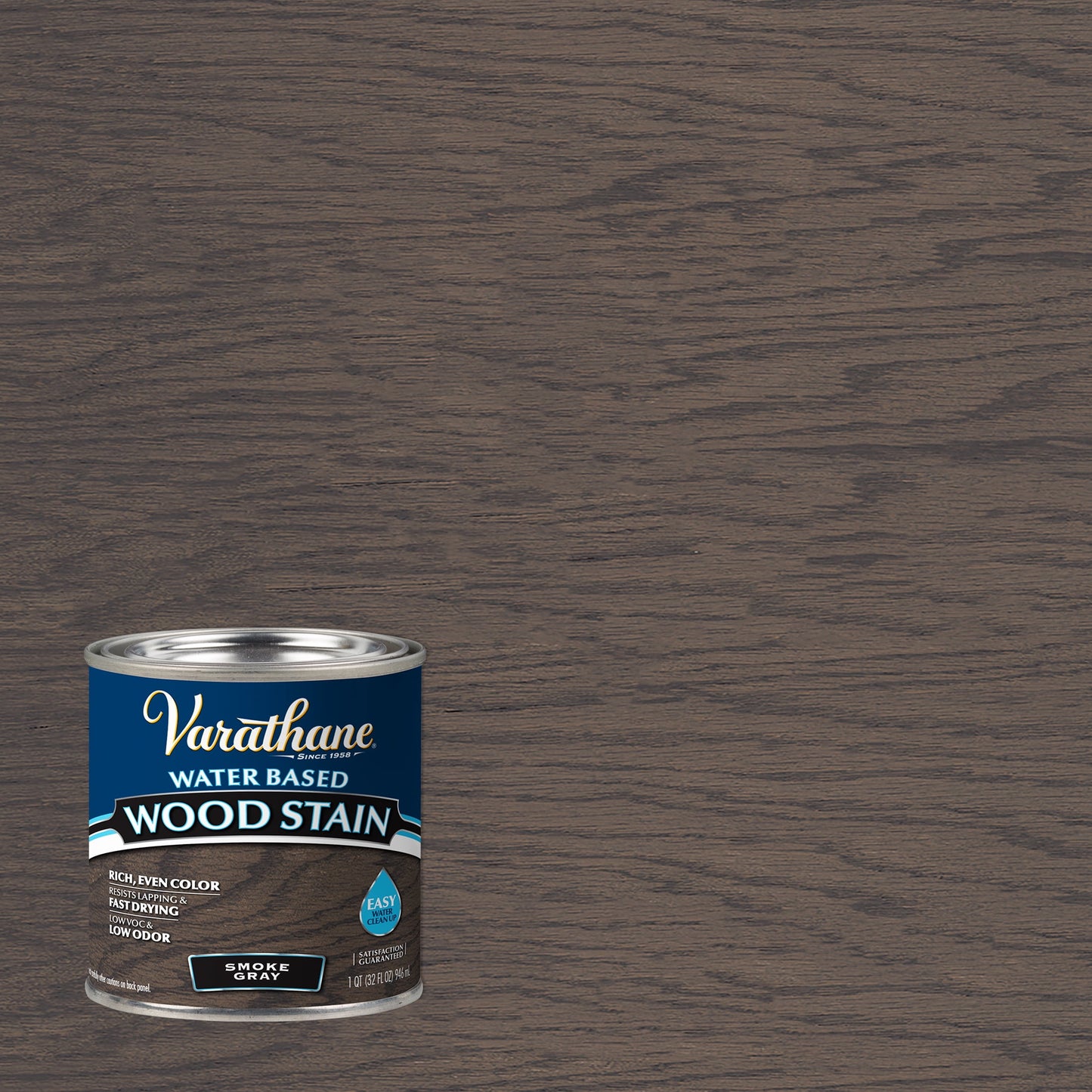 4 Pack, Smoke Gray, Varathane Water-Based Wood Stain-384353, Half Pint