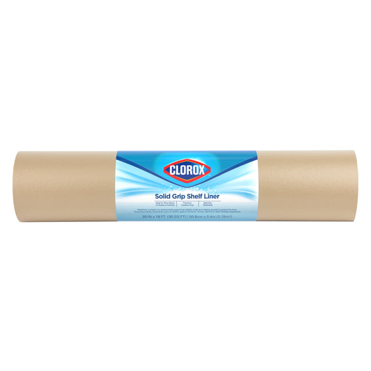 Solid Grip Shelf Liner with Clorox, Taupe, 20 in. x 18 ft. Roll