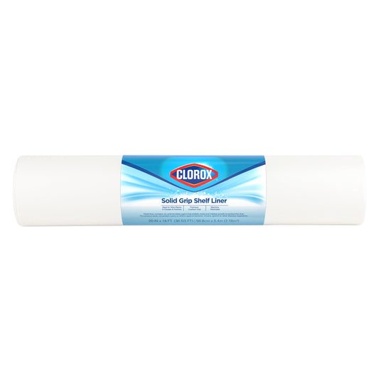 Solid Grip Shelf Liner with Clorox, White, 20 in. x 18 ft. Roll