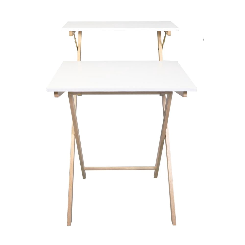 Casual Home Solid Wood 2-tier Folding Laptop Working Desk