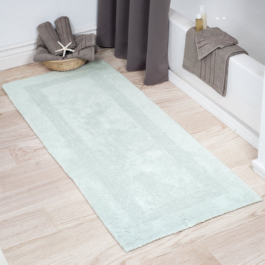 Lavish Home 60x24-Inch Machine Washable Cotton Bath Mat (Seafoam)