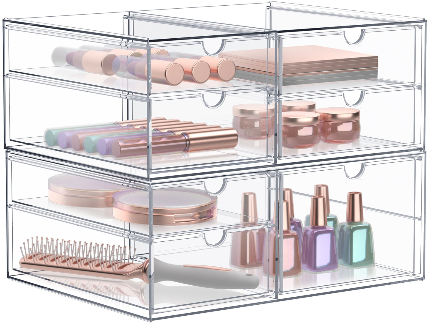 Sorbus 2-Piece Acrylic Makeup Organizer, 7 Drawer Stackable Storage Bins, Clear