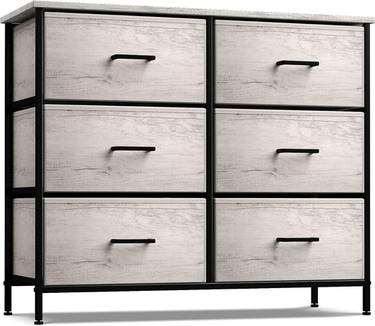 Sorbus 6-Drawer Dresser, Fabric Chest Organizer with Steel Frame & Wood Top, Black