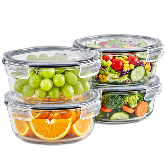 Sorbus 4-Pack Glass Meal Prep Bowls with Airtight Lids, Steam Vent, Leakproof Storage Containers