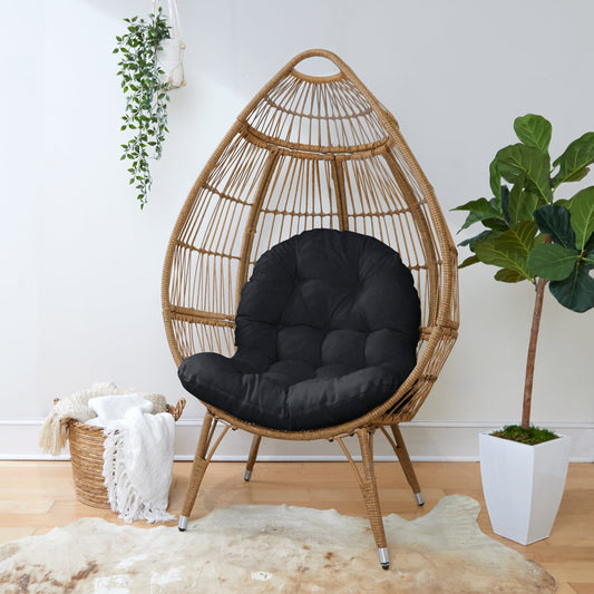 Sorra Home Indoor Black Egg Chair Cushion 44 in x 27 in x 4 in