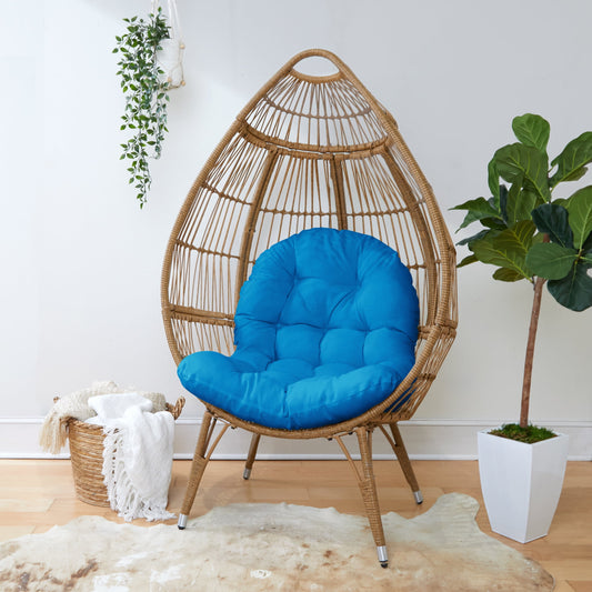 Sorra Home Indoor Blue Egg Chair Cushion 44 in x 27 in x 4 in