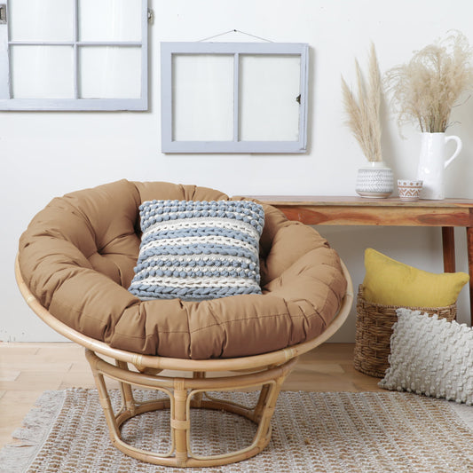 Sorra Home Indoor Khaki Round Papasan Cushion 48 x 48 x 4