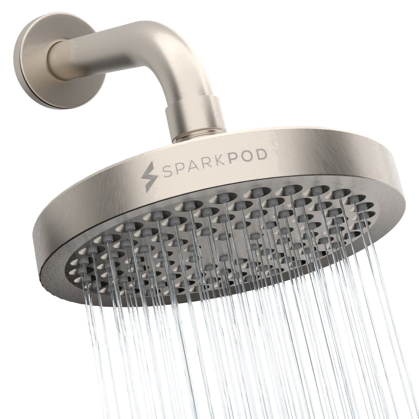 SparkPod 6" Brushed Nickel High Pressure Round Showerhead