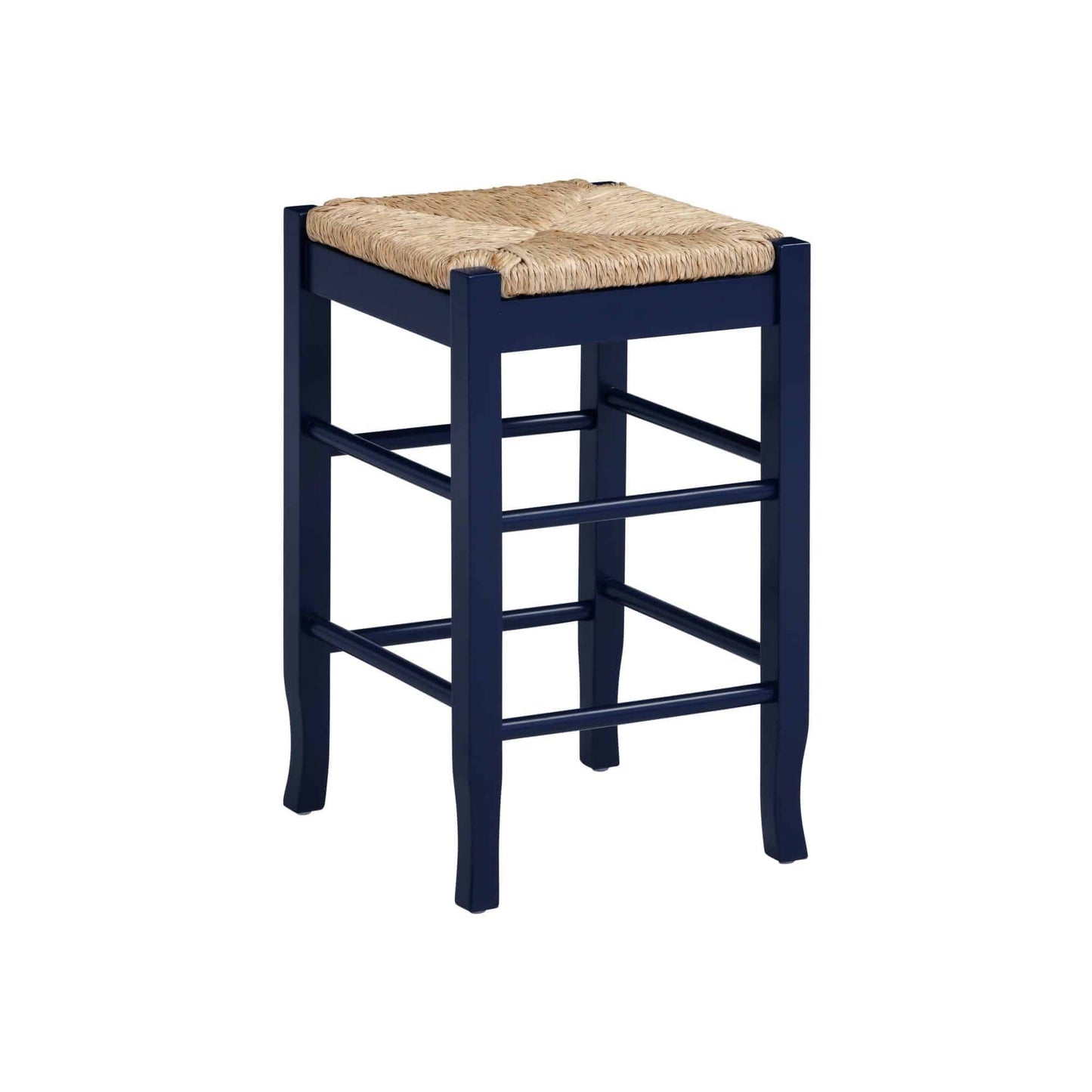 Square Rush Backless Counter Stool â€“Â Navy Blue Finish