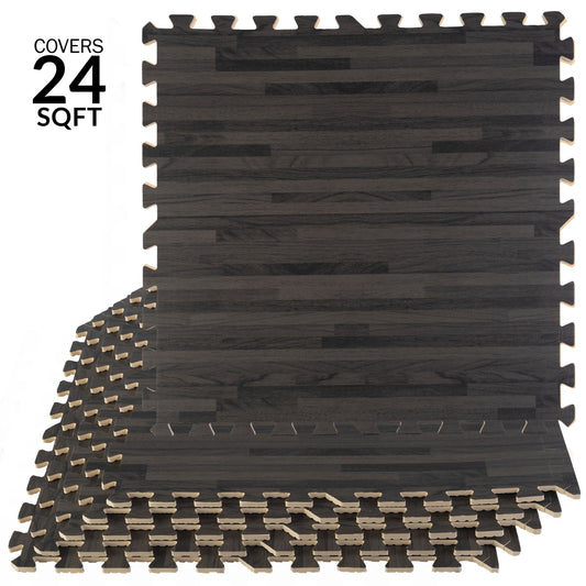Stalwart EVA Foam Floor Tiles 6-Pack 24 SQFT interlocking Woodgrain Mats