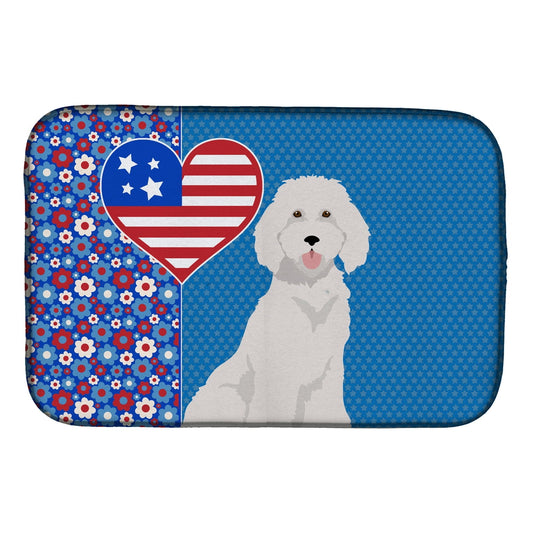 Standard White Poodle USA American Dish Drying Mat 14 in x 21 in