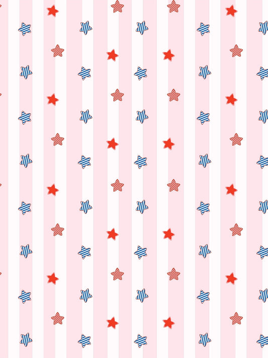 Stars and Stripes Removable Vinyl Wallpaper By Fisher-Price - Pink