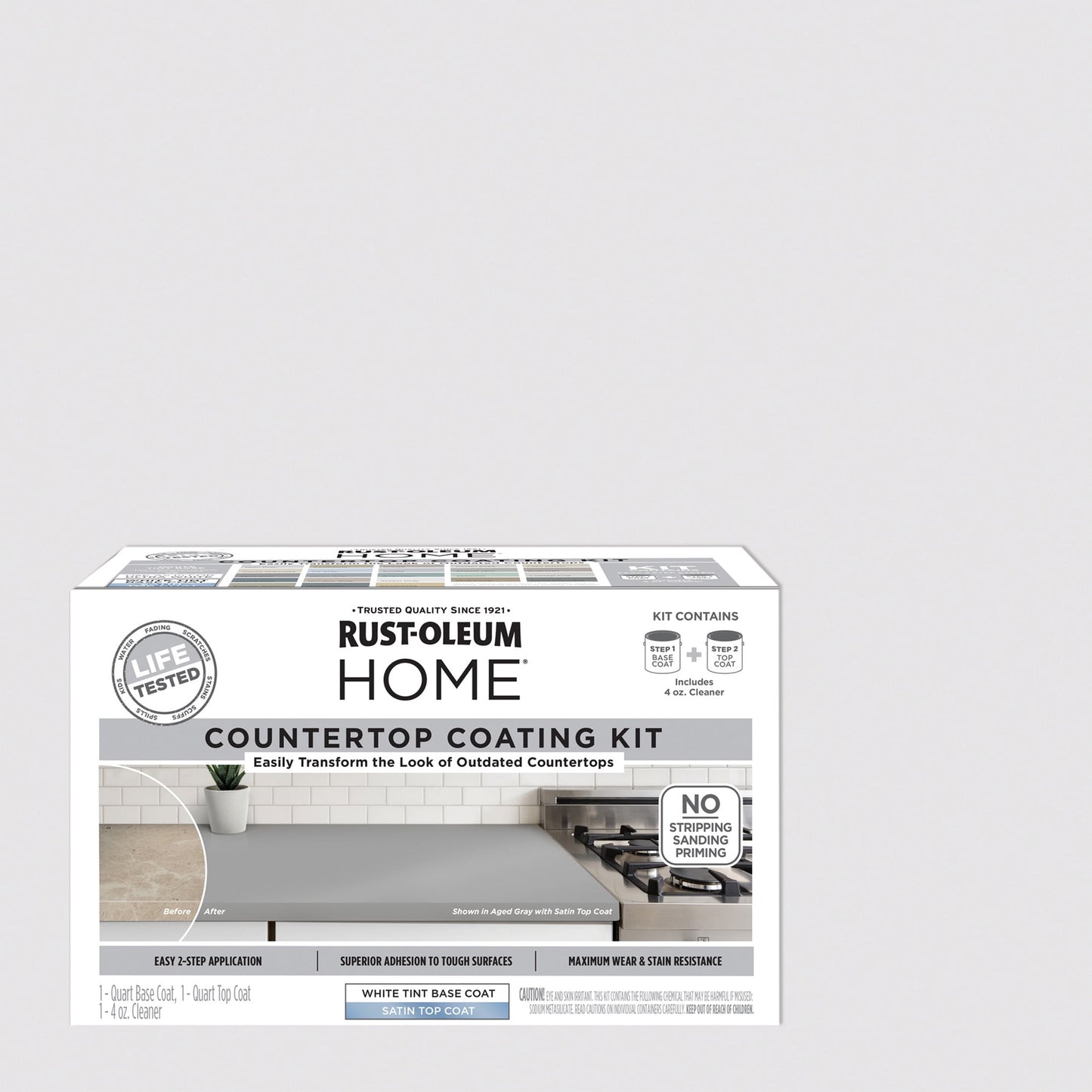 Steam Gray, Rust-Oleum HOME Countertop Satin Coating Kit-38496220T, Quart
