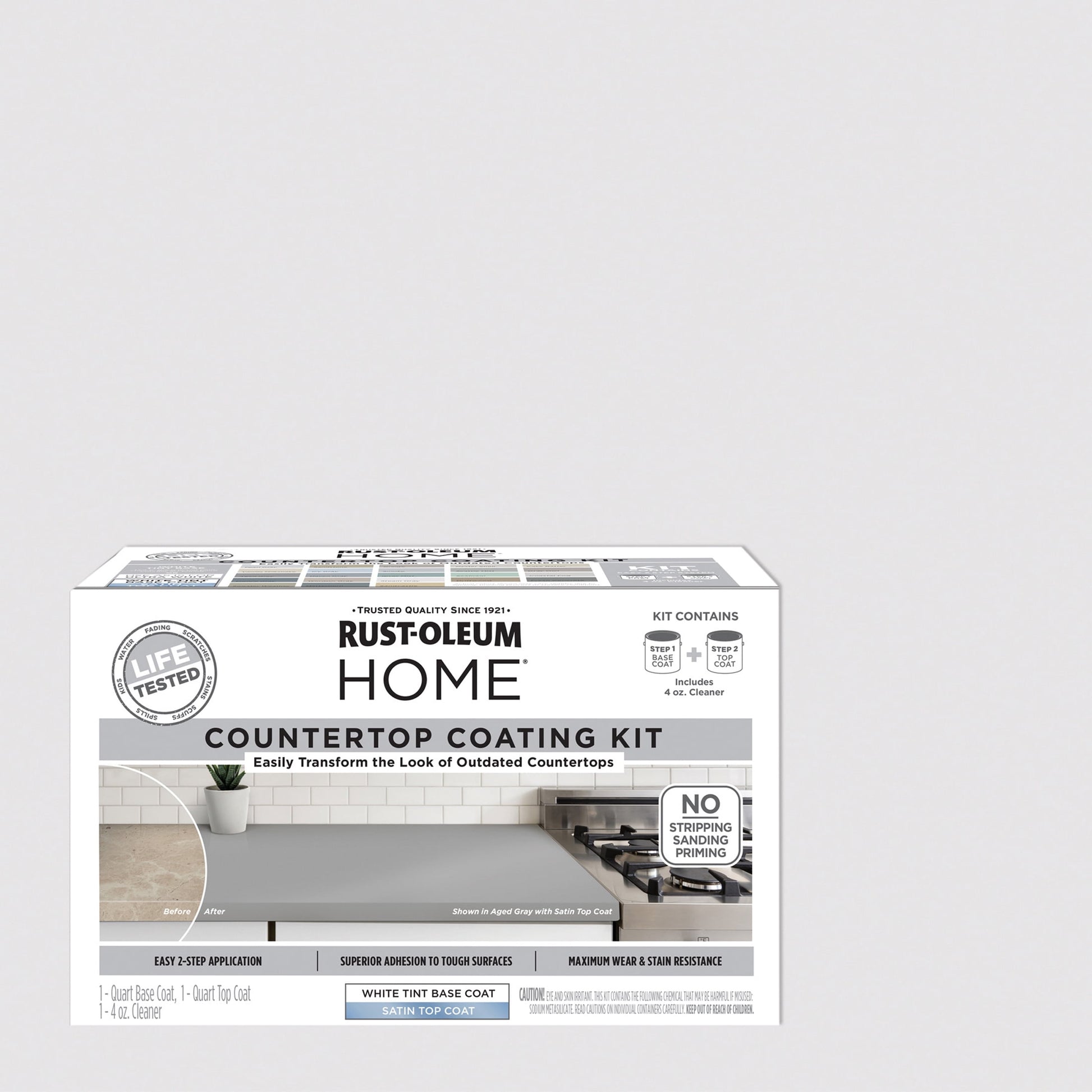 Steam Gray, Rust-Oleum HOME Countertop Satin Coating Kit-38496220T, Quart