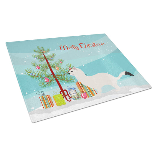 Caroline's Treasures Stoat Short-tailed Weasel Christmas Glass Cutting Board Large