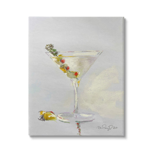 Stupell Industries Olive Martini Glass Cocktail Bar Classic Style , 16 x 20, Design by Alan Segal